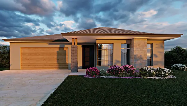 Exterior render of a single storey suburban home